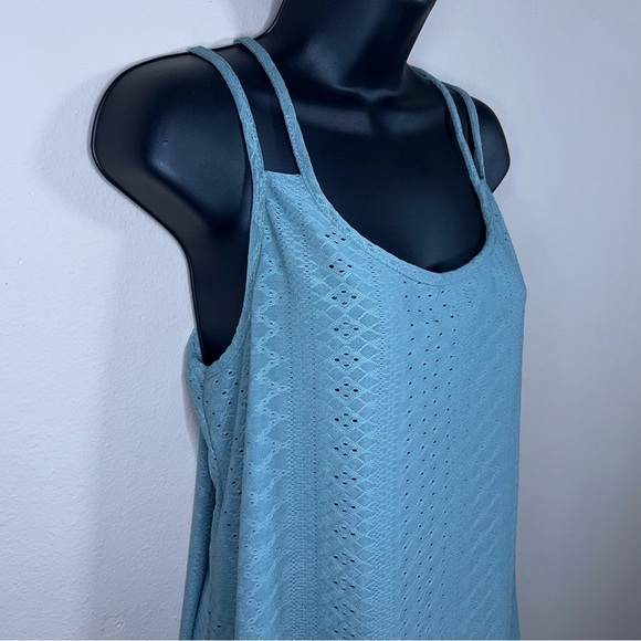 LARGE GREEN LACE STRETCH TANK FLOWY BOHO CASUAL - Picture 8 of 12